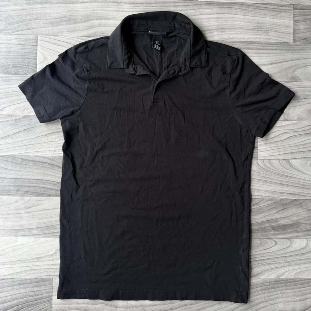 H&M Slim Fit Polo Size M Black Short Sleeve Shirt